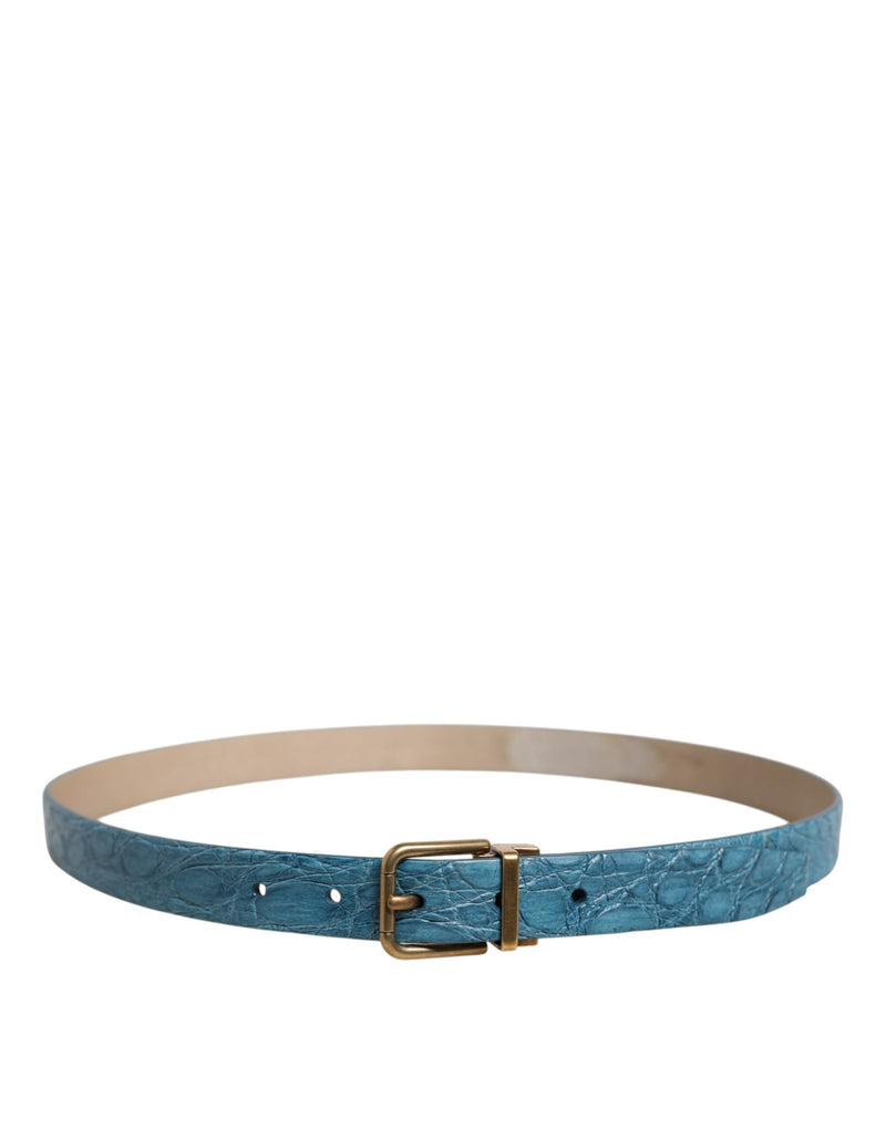 Blue Leather Classic Gold Metal Buckle Belt Dolce & Gabbana