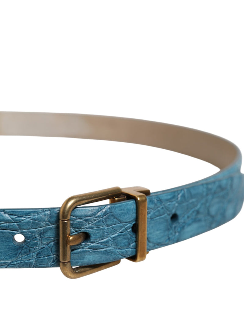 Blue Leather Classic Gold Metal Buckle Belt Dolce & Gabbana