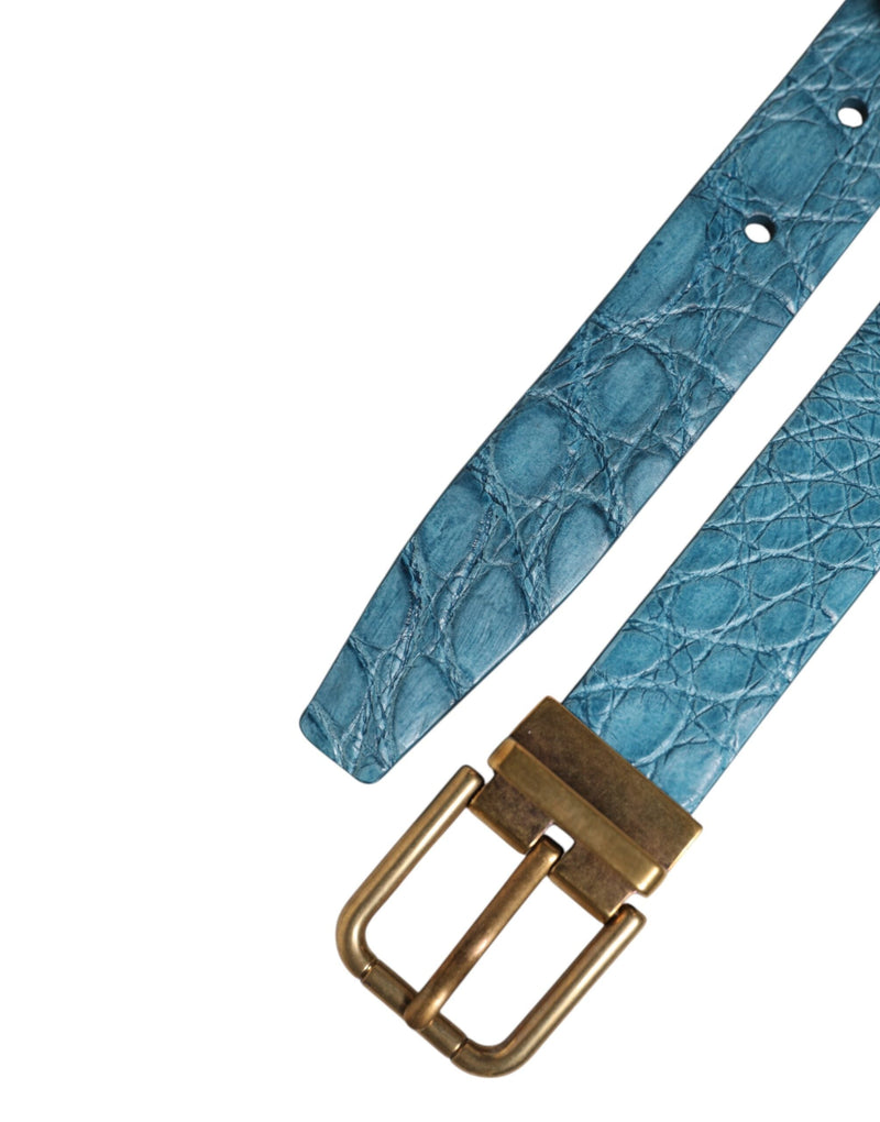Blue Leather Classic Gold Metal Buckle Belt Dolce & Gabbana