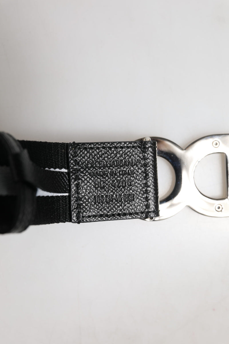 Black Cotton Metal DG Logo Gold Buckle Belt Dolce & Gabbana
