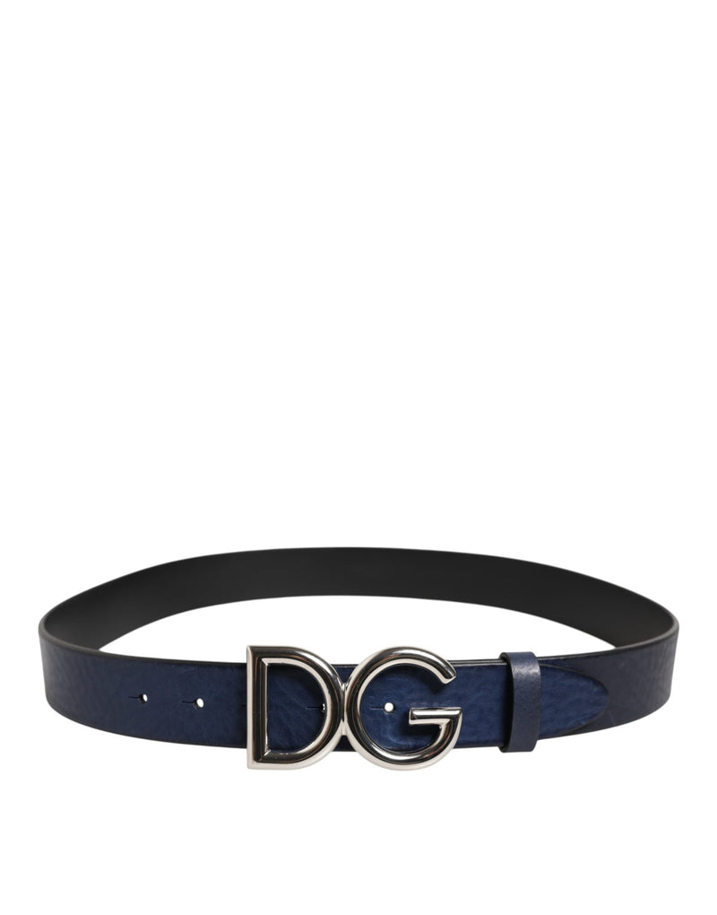 Blue Classic Silver Metal DG Logo Buckle Belt Dolce & Gabbana