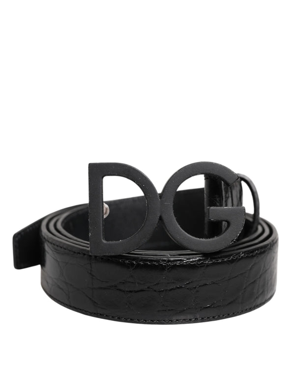 Black Leather Classic Metal DG Buckle Belt Dolce & Gabbana