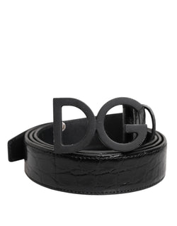 Black Leather Classic Metal DG Buckle Belt Dolce & Gabbana