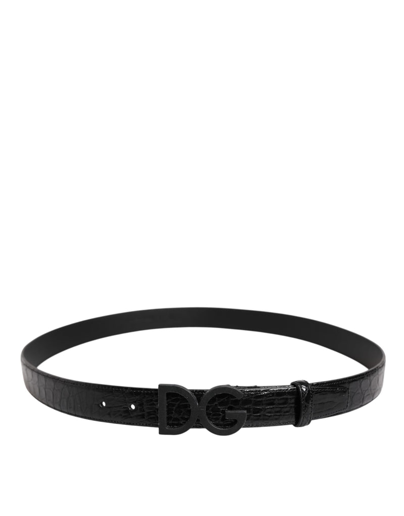 Black Leather Classic Metal DG Buckle Belt Dolce & Gabbana