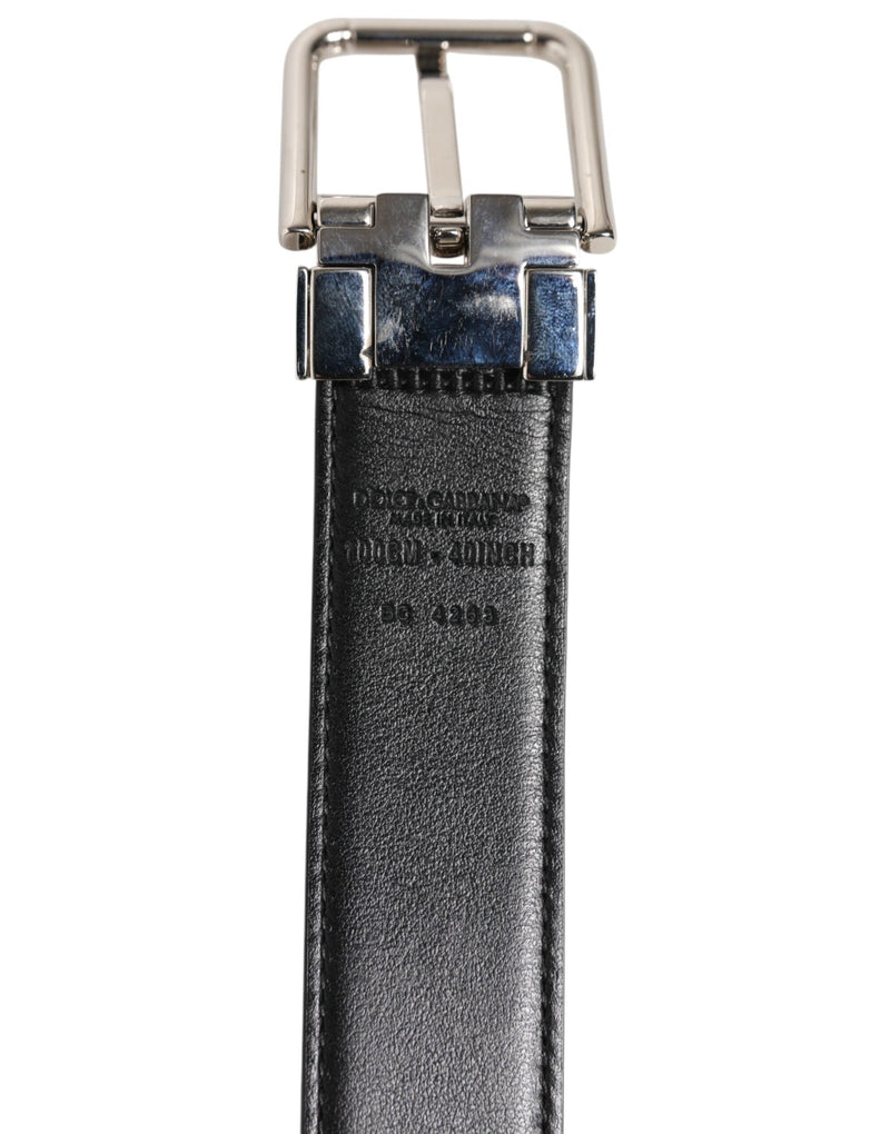 Black Classic Leather Silver Tone Buckle Belt Dolce & Gabbana