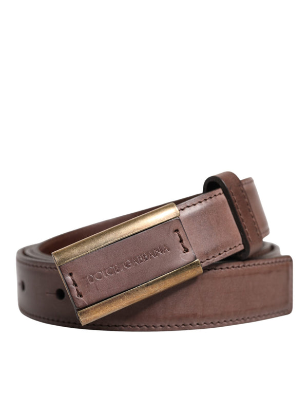 Brown Calf Leather Antique Buckle Belt Dolce & Gabbana