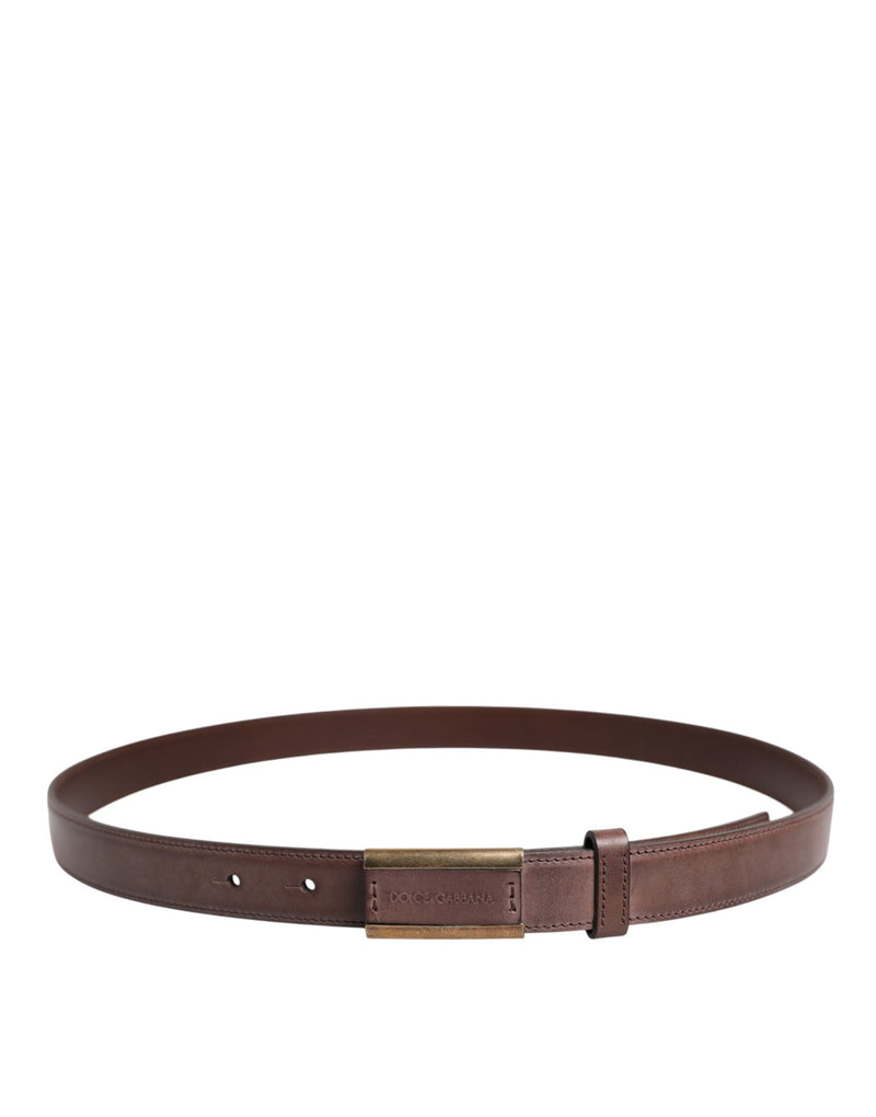 Brown Calf Leather Antique Buckle Belt Dolce & Gabbana