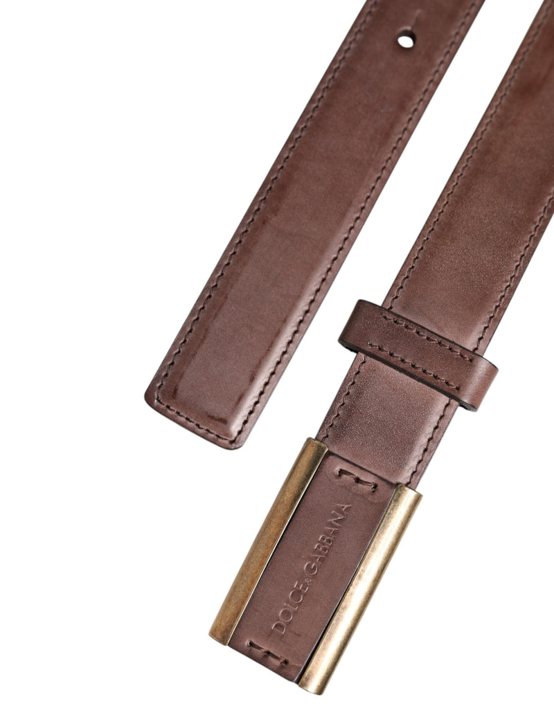 Brown Calf Leather Antique Buckle Belt Dolce & Gabbana