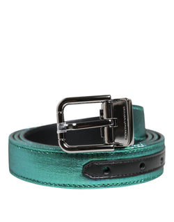 Green Black Polyester Metal Buckle Belt Dolce & Gabbana