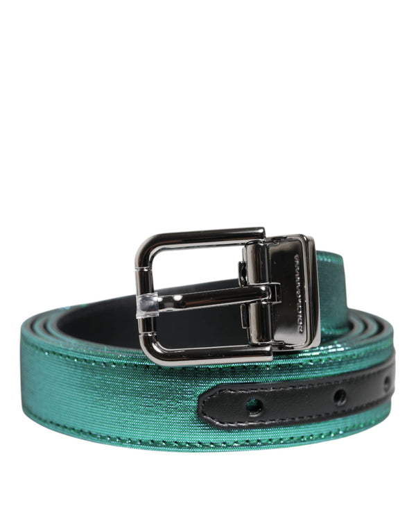 Green Black Polyester Metal Buckle Belt Dolce & Gabbana