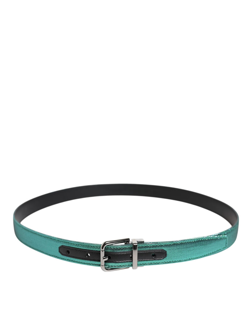 Green Black Polyester Metal Buckle Belt Dolce & Gabbana