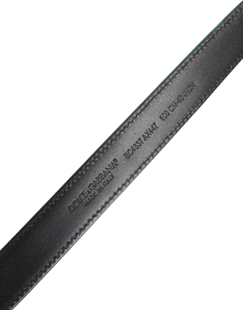 Green Black Polyester Metal Buckle Belt Dolce & Gabbana