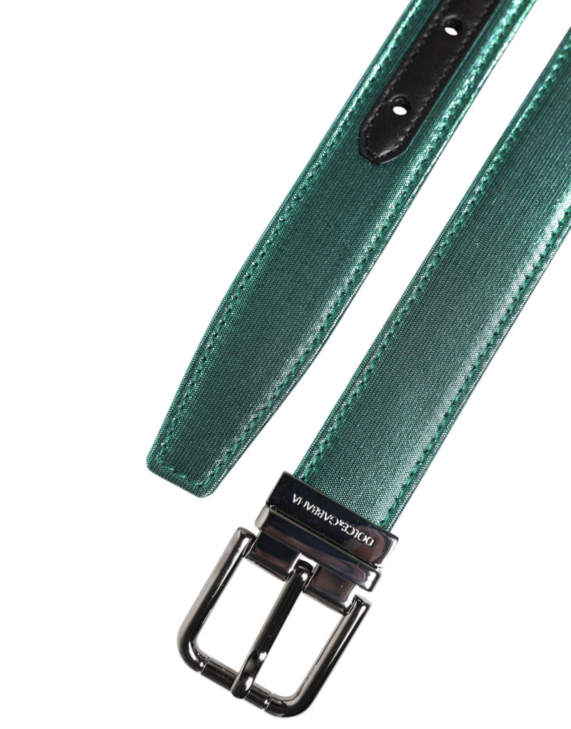 Green Black Polyester Metal Buckle Belt Dolce & Gabbana