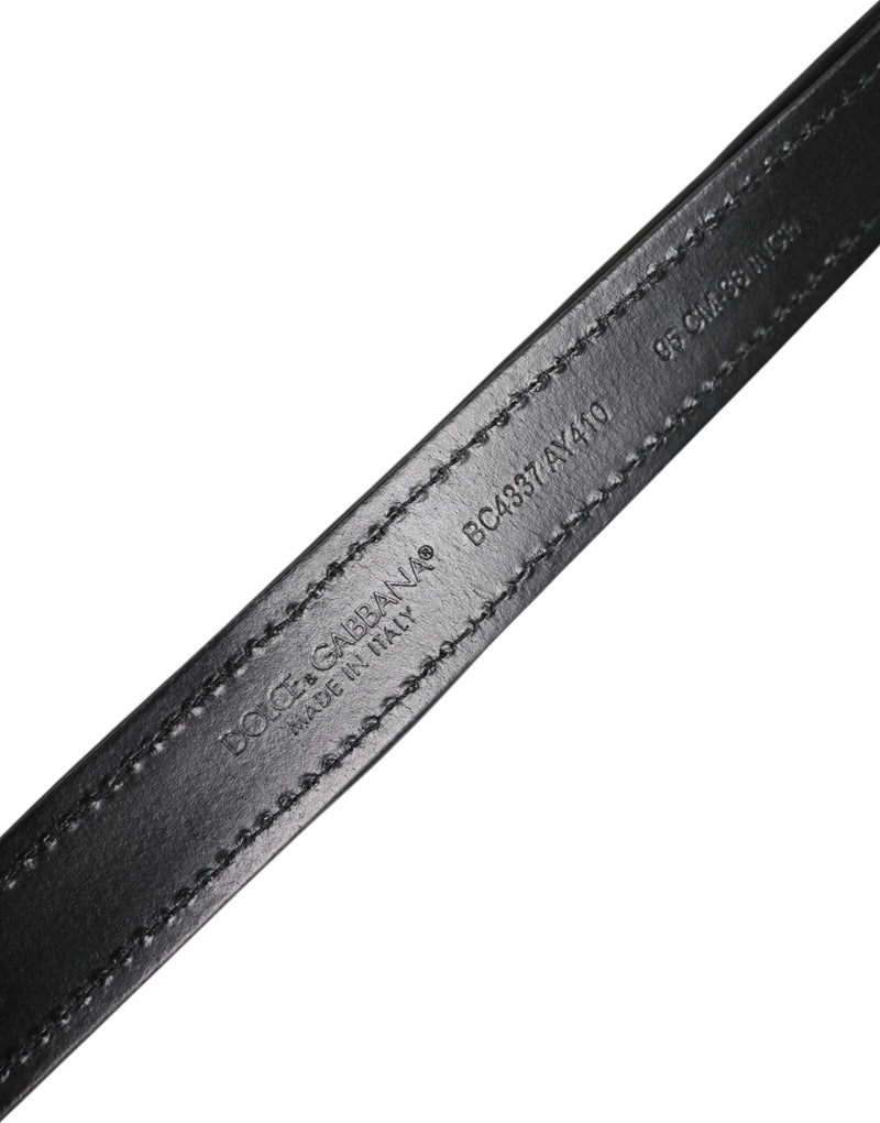 Black Sequin Embellished Metal Buckle Belt Dolce & Gabbana