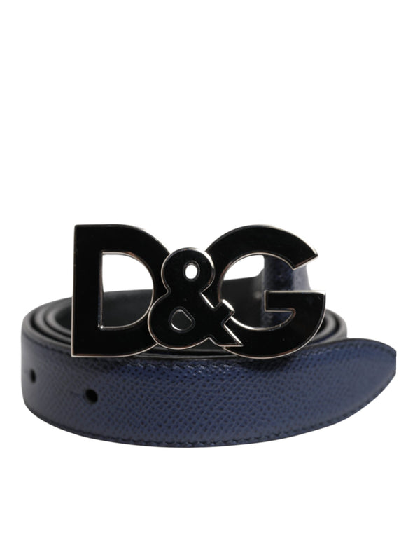 Blue Leather Classic Metal DG Logo Buckle Belt Dolce & Gabbana