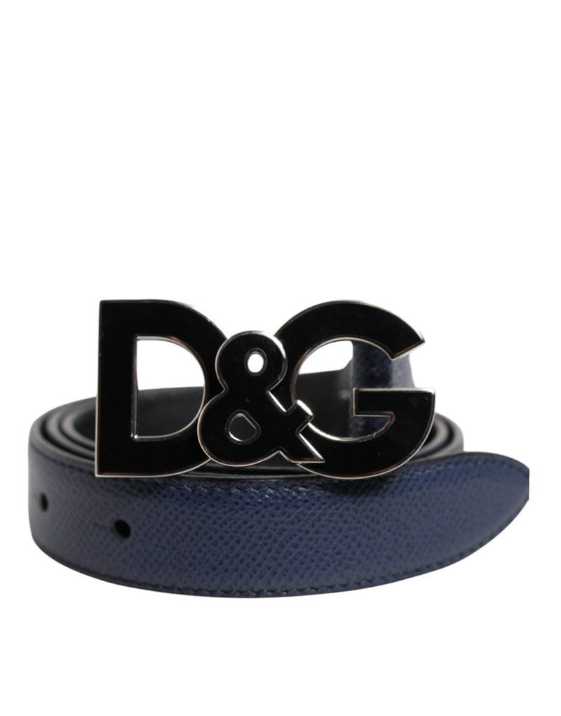 Blue Leather Classic Metal DG Logo Buckle Belt Dolce & Gabbana