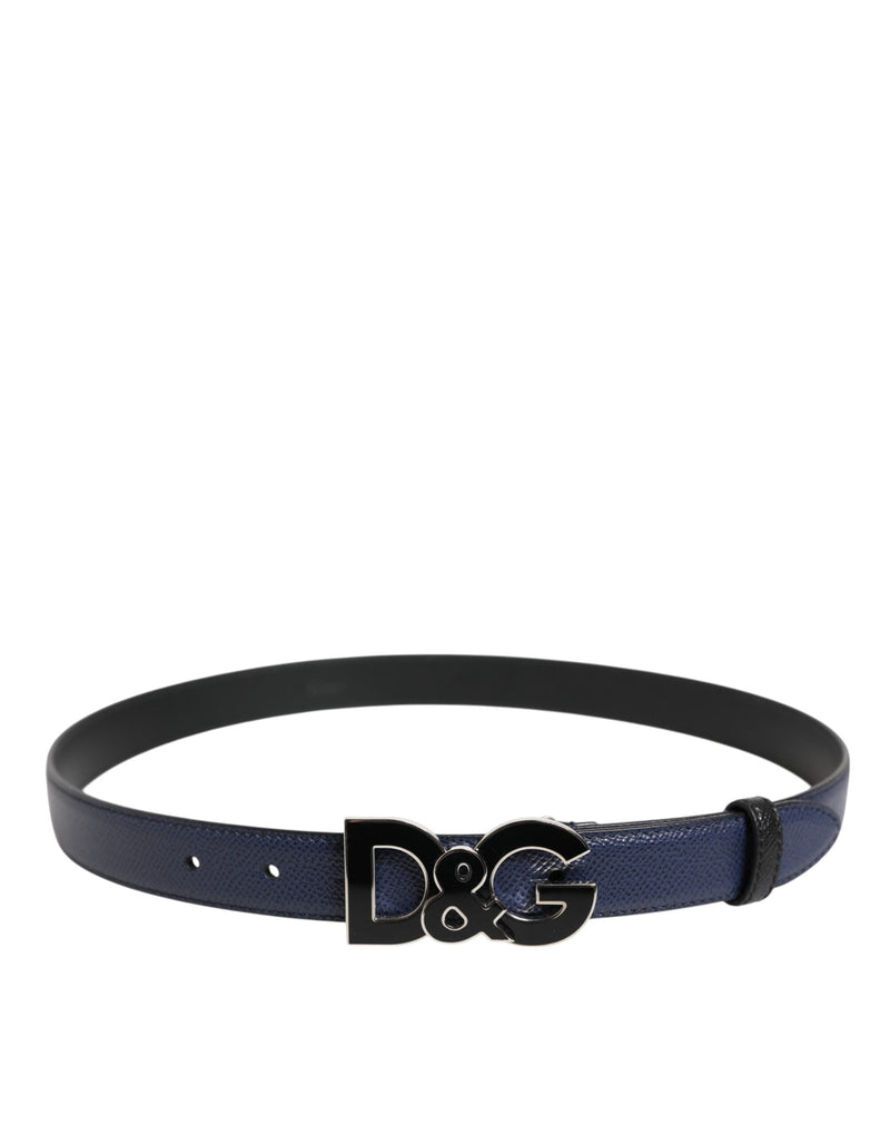 Blue Leather Classic Metal DG Logo Buckle Belt Dolce & Gabbana