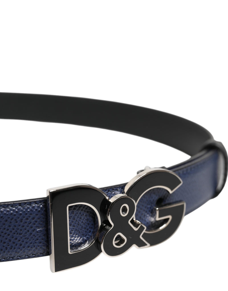 Blue Leather Classic Metal DG Logo Buckle Belt Dolce & Gabbana
