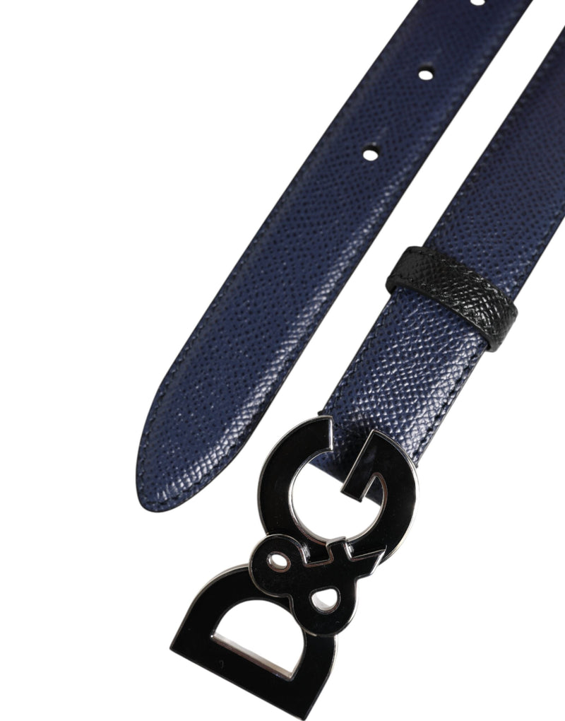 Blue Leather Classic Metal DG Logo Buckle Belt Dolce & Gabbana