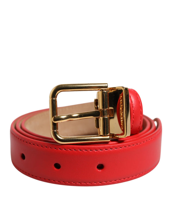 Red Leather Gold Metal Buckle Cintura Belt Dolce & Gabbana