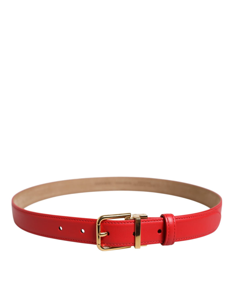 Red Leather Gold Metal Buckle Cintura Belt Dolce & Gabbana