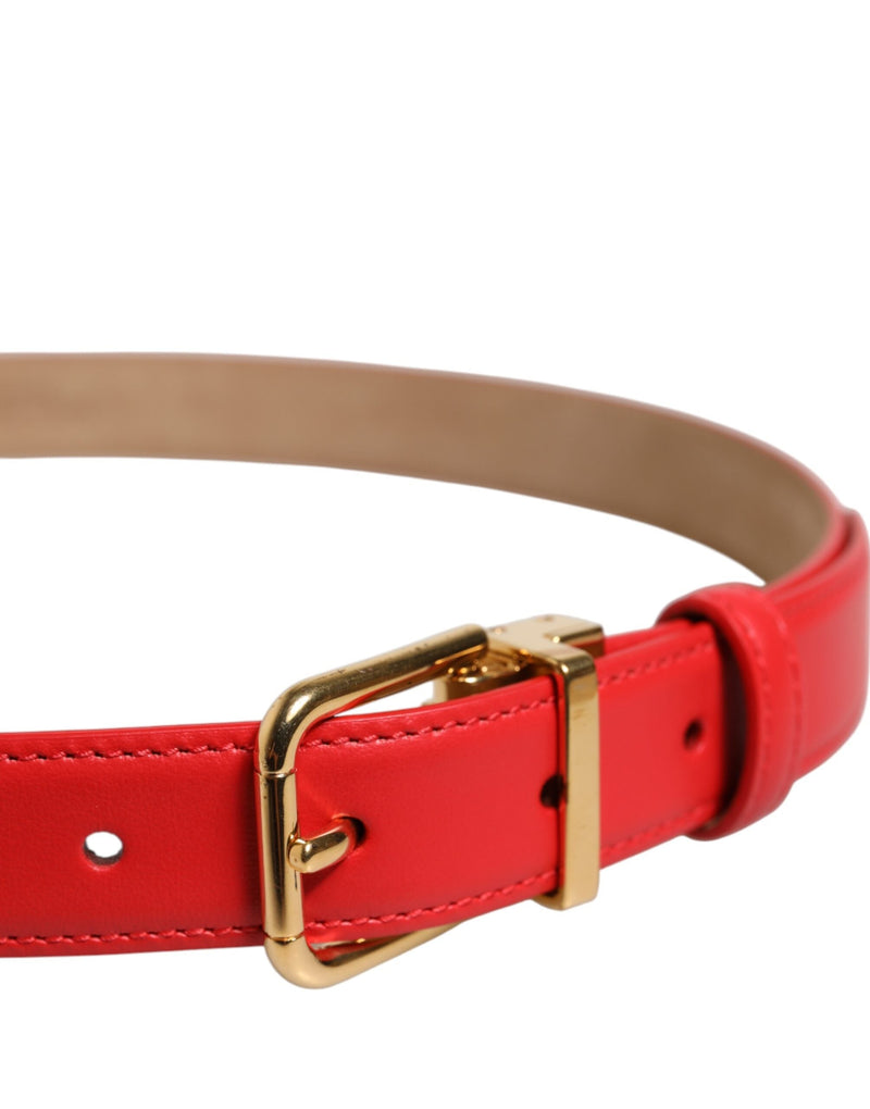 Red Leather Gold Metal Buckle Cintura Belt Dolce & Gabbana