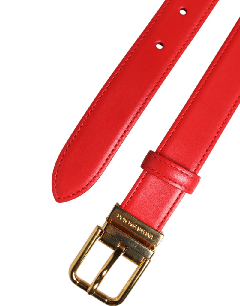 Red Leather Gold Metal Buckle Cintura Belt Dolce & Gabbana