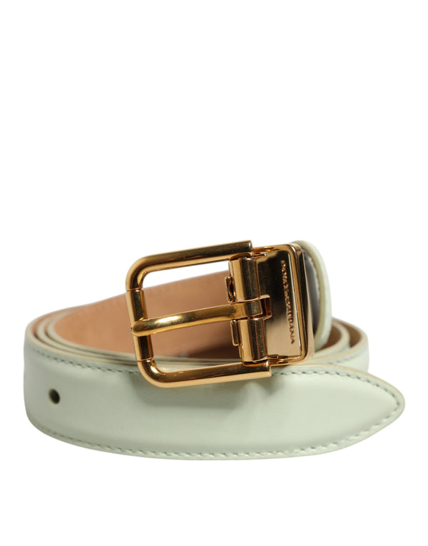 Light Green Leather Gold Metal Buckle Belt Dolce & Gabbana