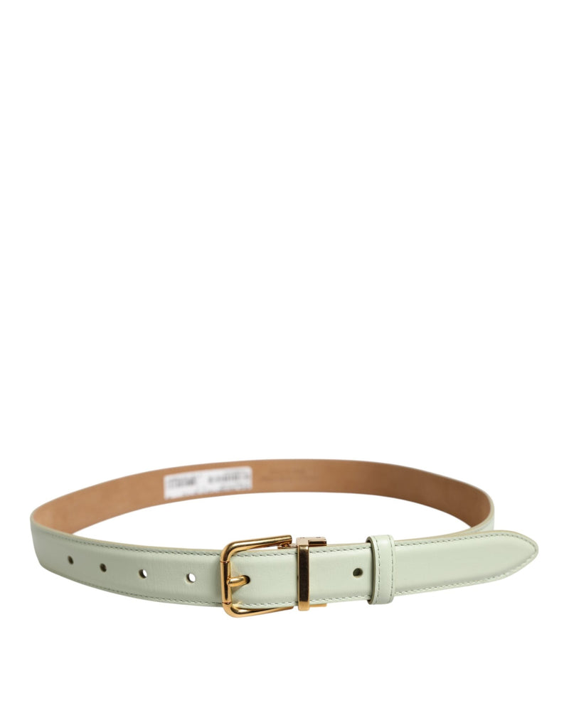 Light Green Leather Gold Metal Buckle Belt Dolce & Gabbana