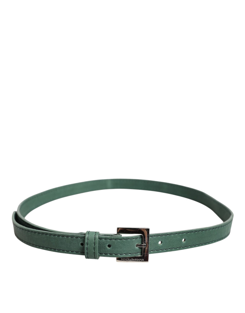 Dark Green Leather Silver Metal Buckle Belt Dolce & Gabbana