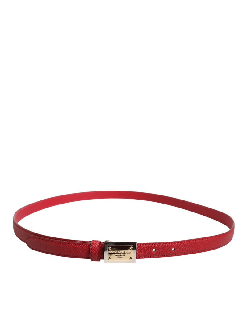 Red Leather Square Metal Buckle Cintura Belt Dolce & Gabbana
