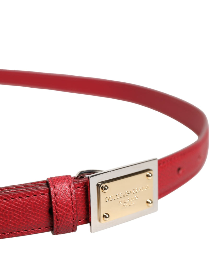 Red Leather Square Metal Buckle Cintura Belt Dolce & Gabbana