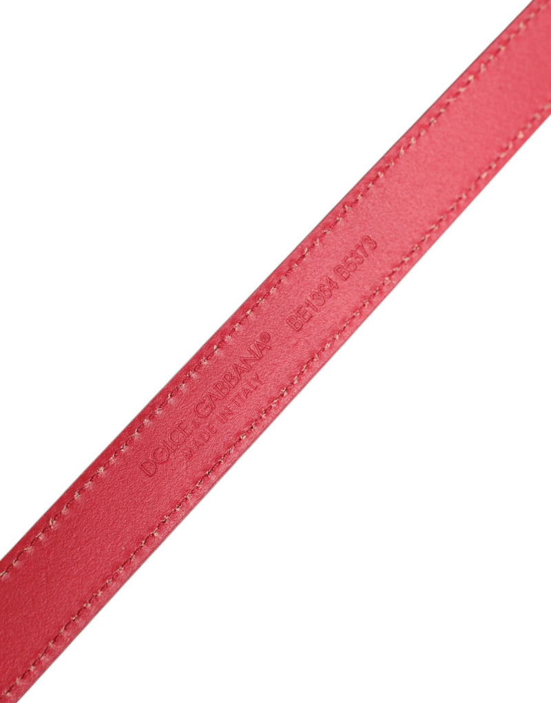 Red Leather Square Metal Buckle Cintura Belt Dolce & Gabbana