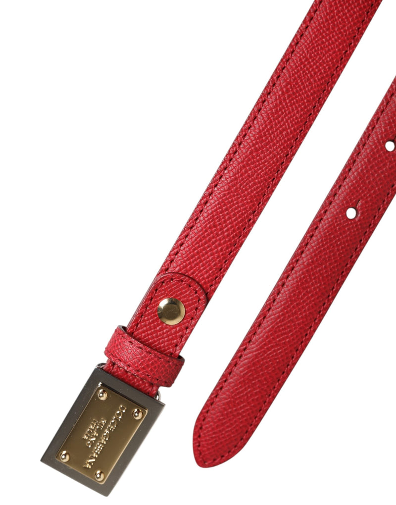 Red Leather Square Metal Buckle Cintura Belt Dolce & Gabbana