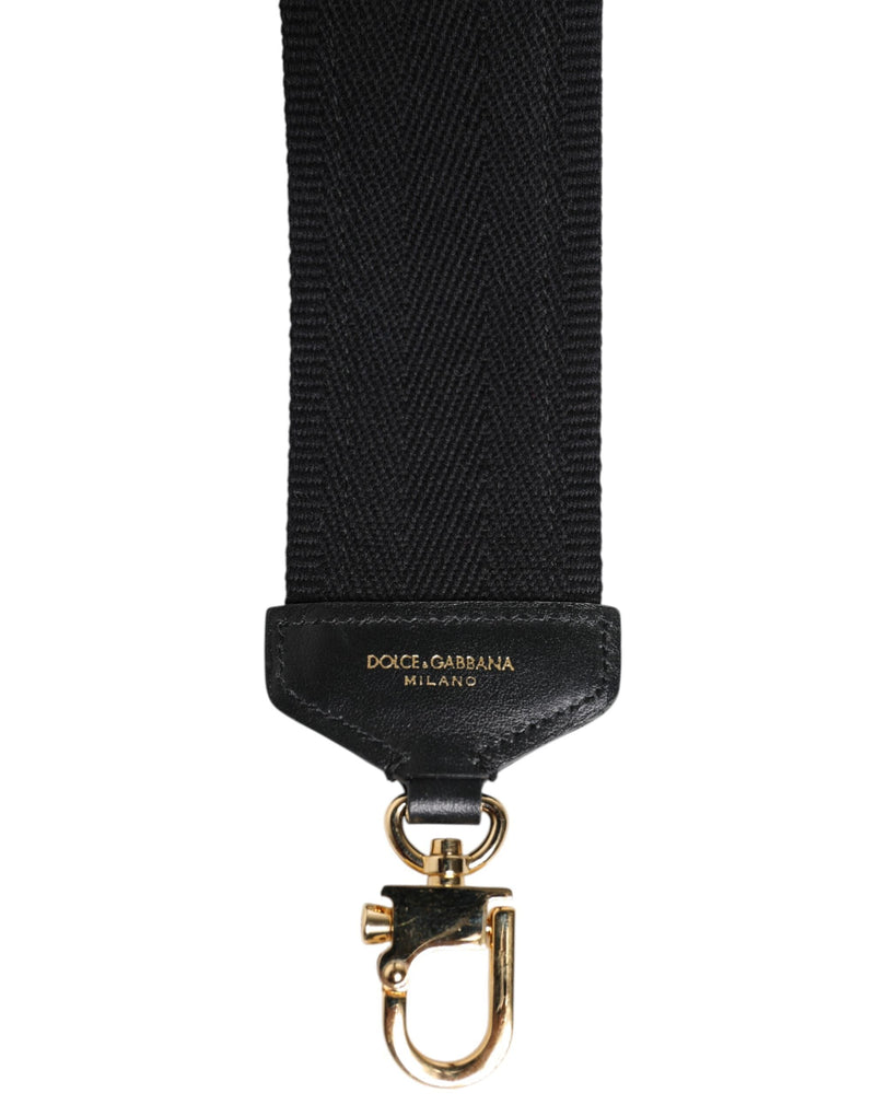 Black Cotton Printed Women Bag Accessory Shoulder Strap Dolce & Gabbana