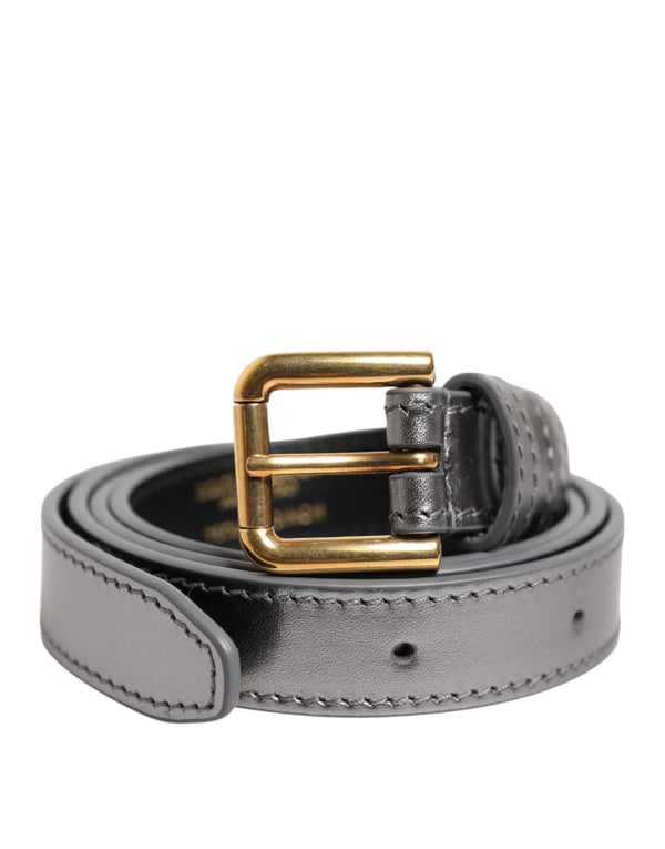 Silver Logo Engraved Metal Waist Buckle Belt Dolce & Gabbana