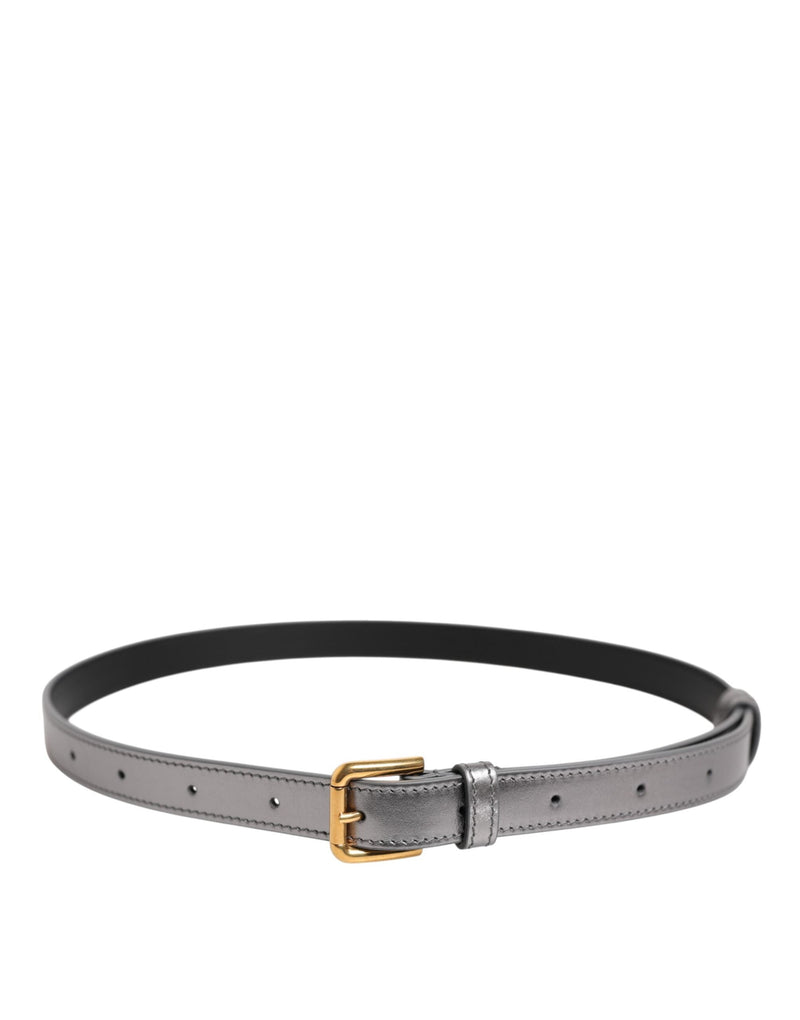 Silver Logo Engraved Metal Waist Buckle Belt Dolce & Gabbana