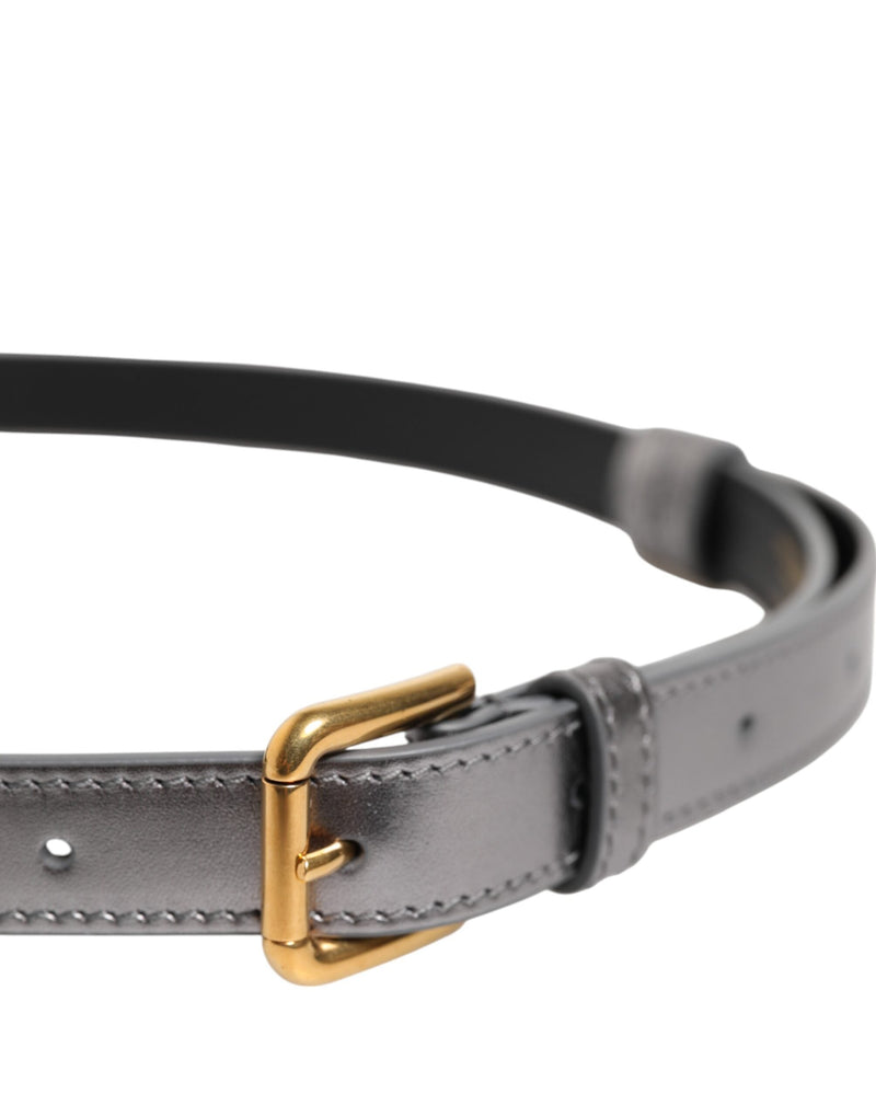 Silver Logo Engraved Metal Waist Buckle Belt Dolce & Gabbana