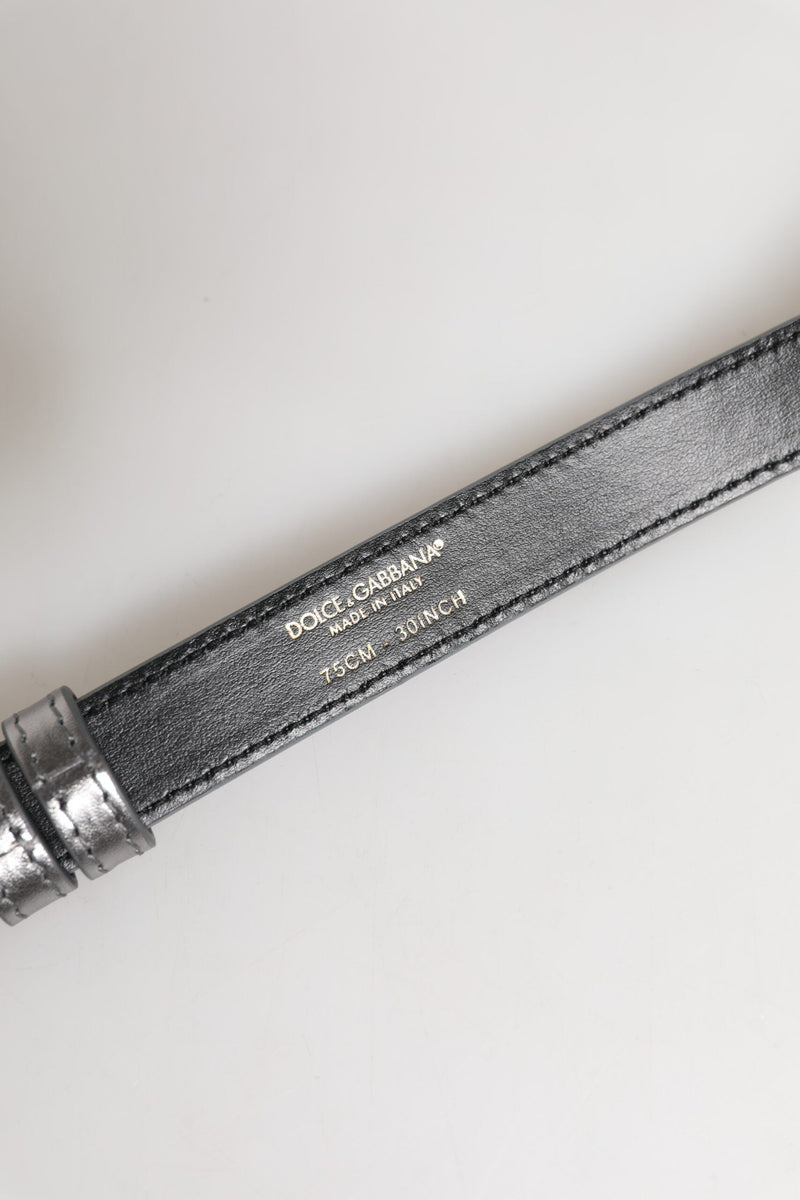 Silver Logo Engraved Metal Waist Buckle Belt Dolce & Gabbana