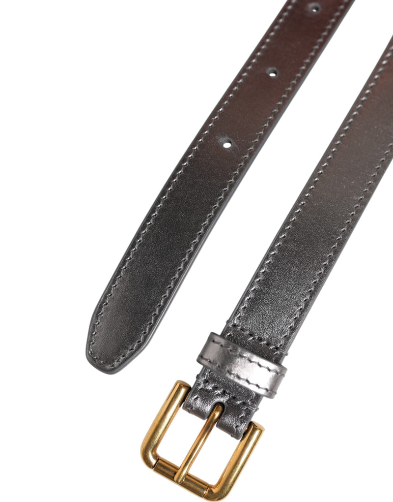 Silver Logo Engraved Metal Waist Buckle Belt Dolce & Gabbana