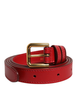 Red Logo Engraved Metal Waist Buckle Belt Dolce & Gabbana
