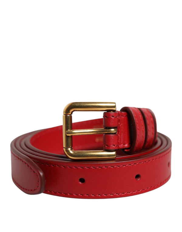 Red Logo Engraved Metal Waist Buckle Belt Dolce & Gabbana