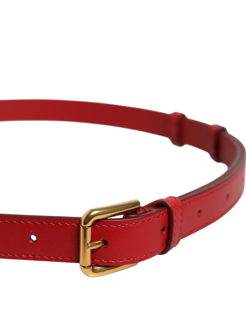 Red Logo Engraved Metal Waist Buckle Belt Dolce & Gabbana