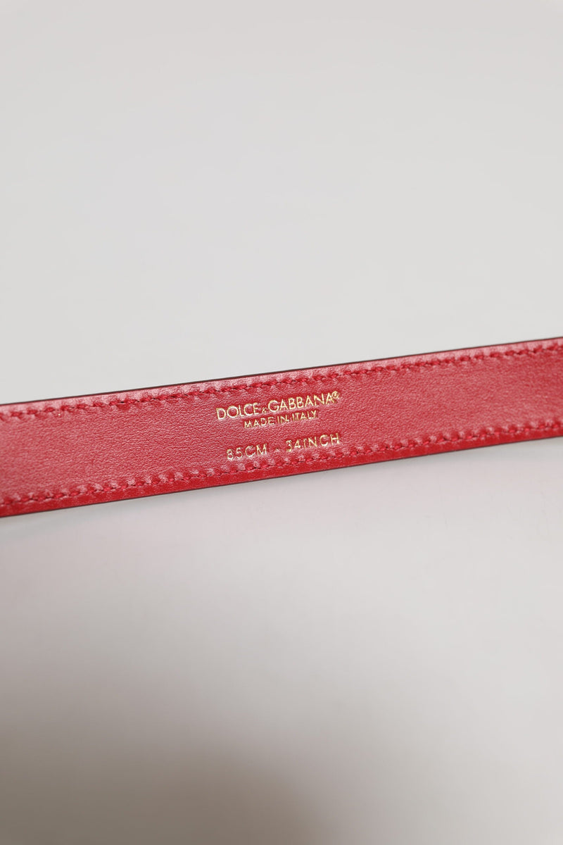 Red Logo Engraved Metal Waist Buckle Belt Dolce & Gabbana