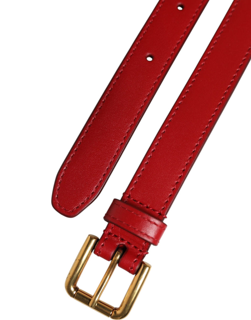 Red Logo Engraved Metal Waist Buckle Belt Dolce & Gabbana