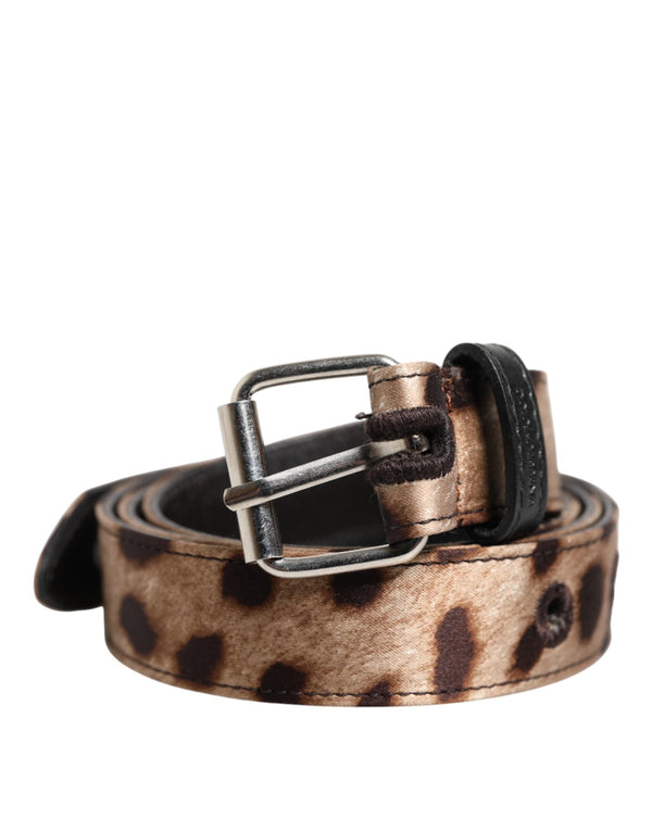 Brown Leopard Silver Metal Buckle Belt Dolce & Gabbana