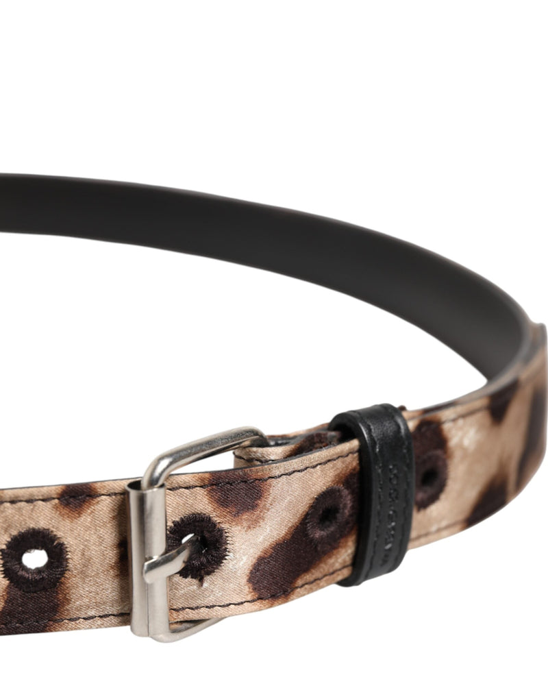 Brown Leopard Silver Metal Buckle Belt Dolce & Gabbana