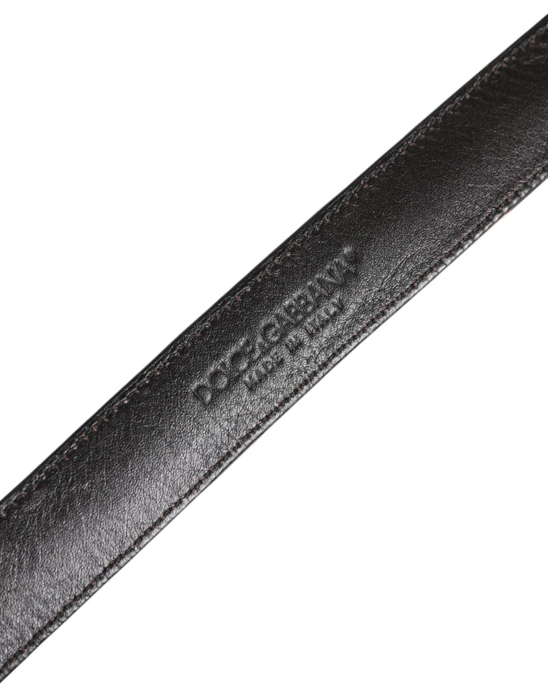 Brown Leopard Silver Metal Buckle Belt Dolce & Gabbana