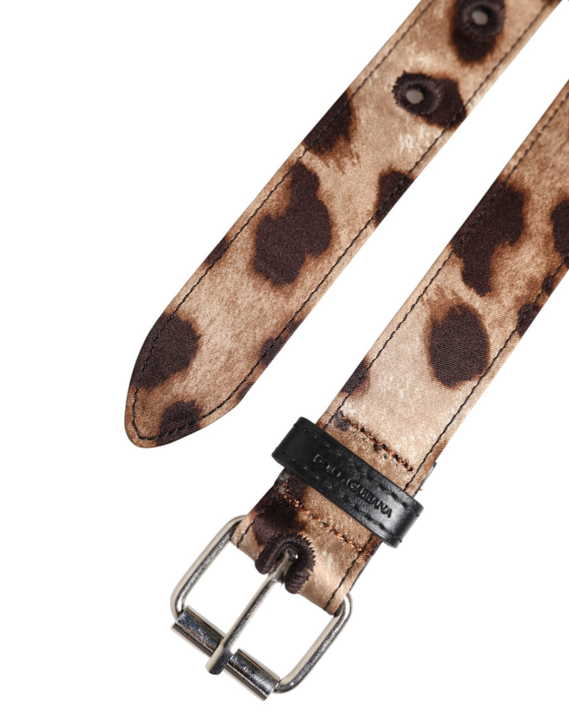 Brown Leopard Silver Metal Buckle Belt Dolce & Gabbana