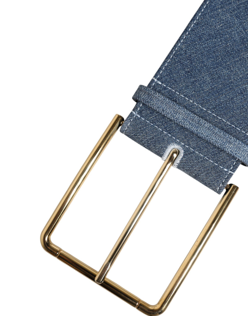 Two Tone Blue Denim Gold Metal Buckle Belt Dolce & Gabbana